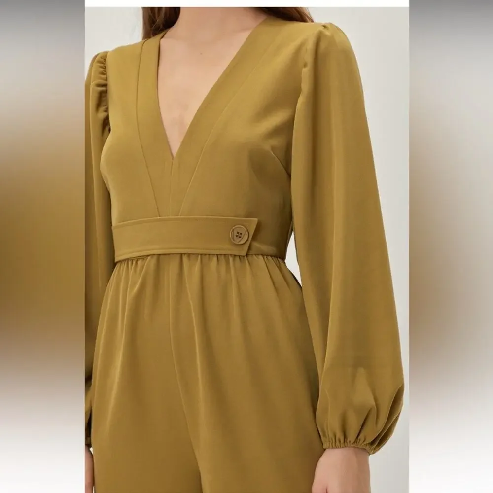 NastyGal Belted Detail Puff Sleeve Flared Jumpsuit - Picture 4 of 10